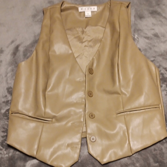 HYFVE Jackets & Blazers - HYFVE Tan Faux Leather Vest